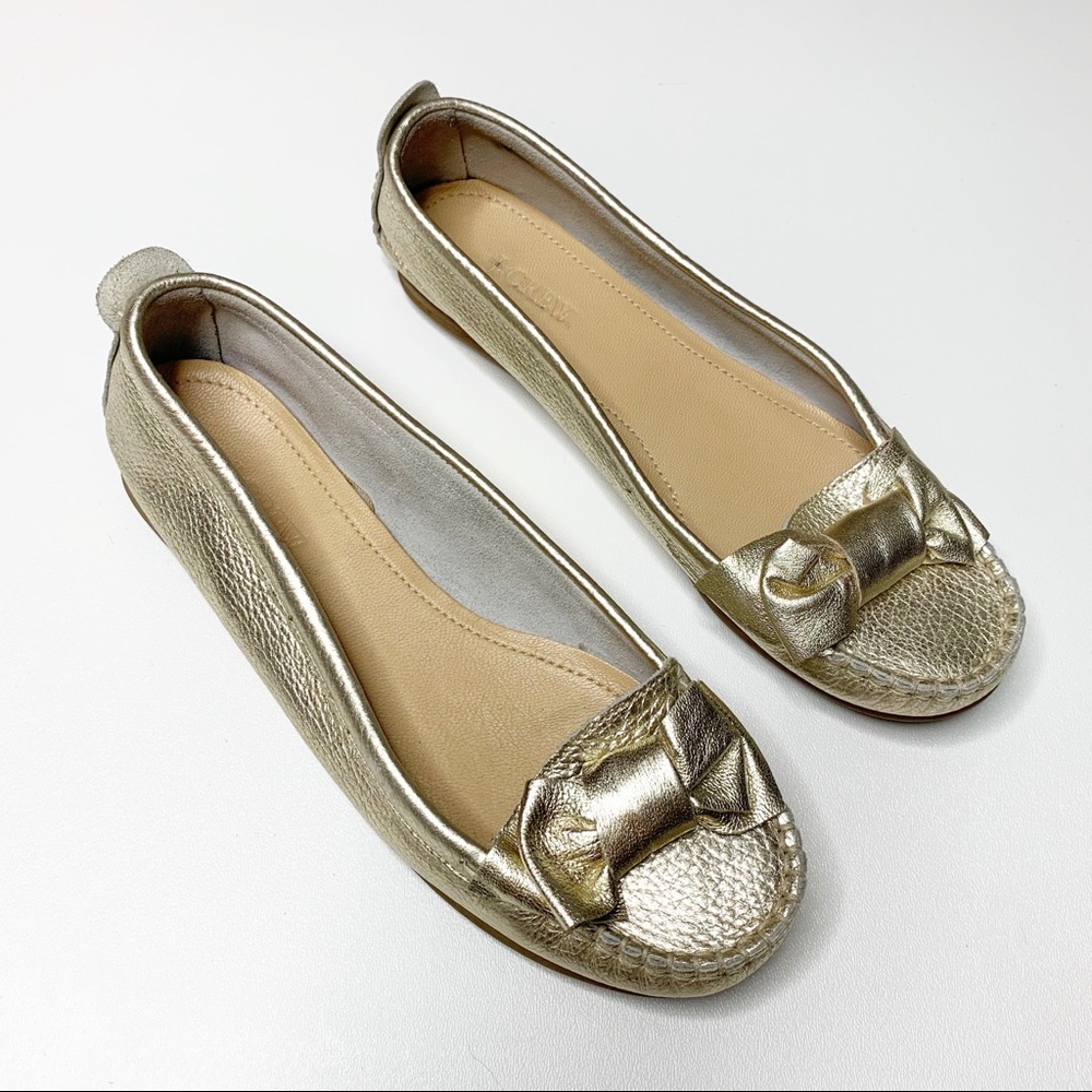 EMILIE LEATHER MOCCASINS J. Crew gold metallic